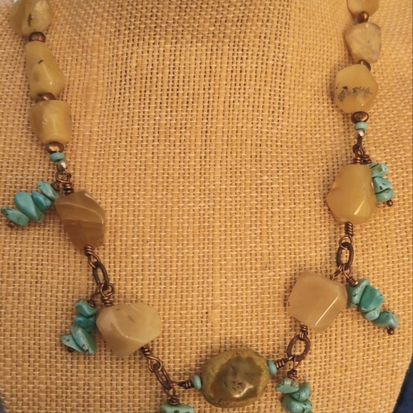 Artisan PAIR -Turquoise and Citrine Genuine Stones - 2 Necklaces - Picture 3 of 3